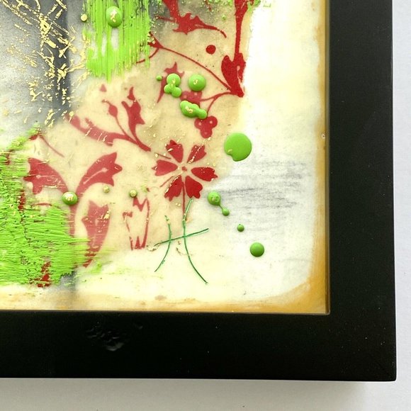 Coming Through Original Art Encaustic Wax Signed Painting Black Frame 9x11in - Picture 5 of 7